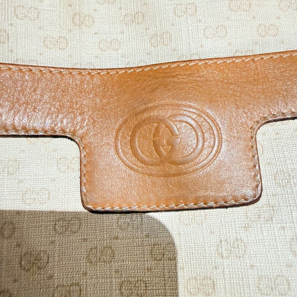 Gucci Women's Crossbody Bag Cream Tan Leather Trim Micro GG Monogram Vintage - Picture 7 of 14